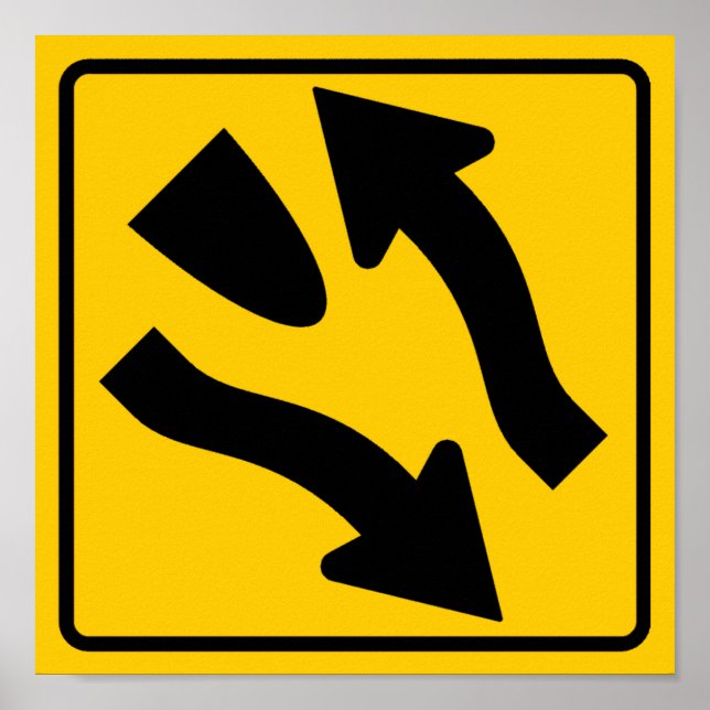 Póster Rodovia Dividida Começa Sinal de Rodovia (Frente)