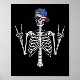 Poster Roker Skeleton Boné Skater Legal Halloween Punk Ro