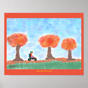 Póster Rolamento legal da cara no leavesposter do outono