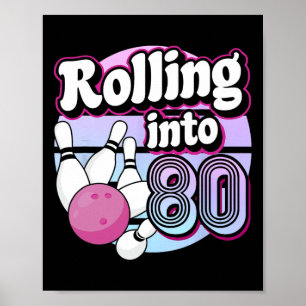 Poster Rolando para 80 Boliche de aniversário