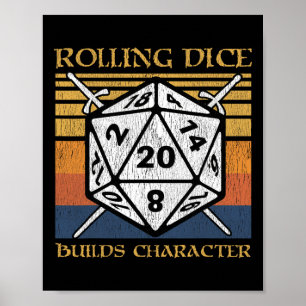 Poster Rolar Dados Constrói Caráter Divertido Rpg Mesa J