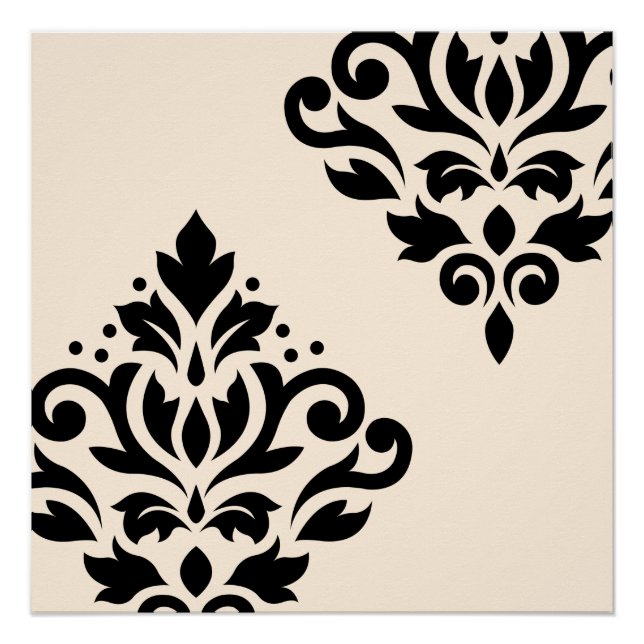 Póster Rolar Damask Art I Black on Cream (Frente)
