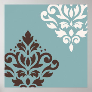 Poster Rolar Damask Art I Brown Cream Teal