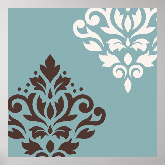 Poster Rolar Damask Art I Brown Cream Teal (Frente)
