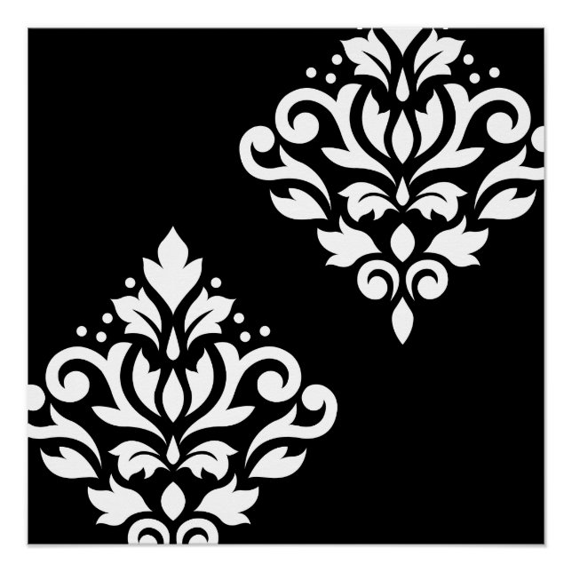 Póster Rolar Damask Art Ib White em Preto (Frente)