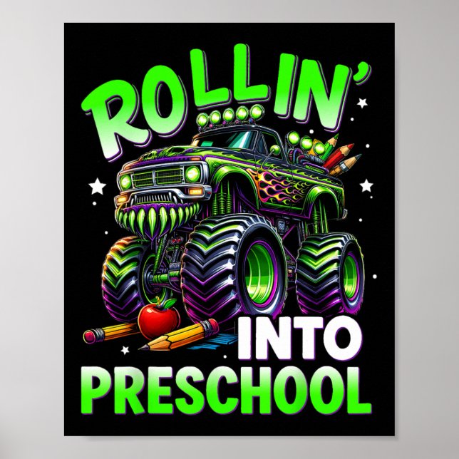 Poster Rolar Para o Monstro de Caminhão Pré-Escolar de Vo (Frente)