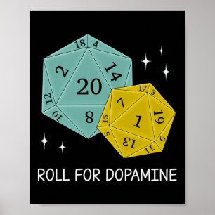 Poster Rolar Por Dopamina Dnd Neurodiversidade D20 Dados