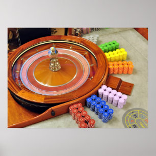 Póster roleta de casino girando rotação de jogo