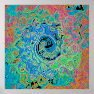 Poster Rolha de Abstrato com rolha azul de aquarela com r