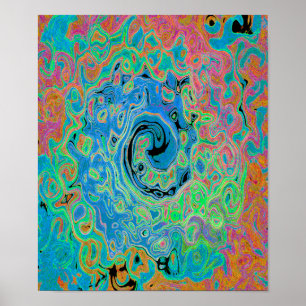 Poster Rolha de Abstrato com rolha azul de aquarela com r