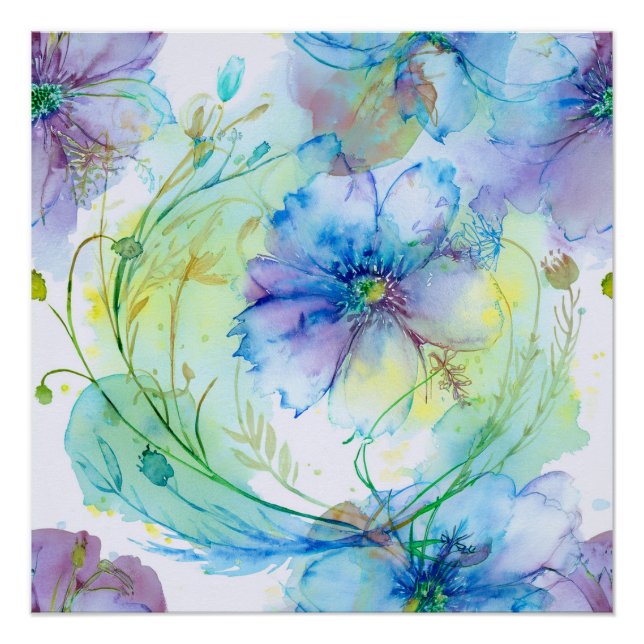 Póster Rolha floral de aquarela (Frente)