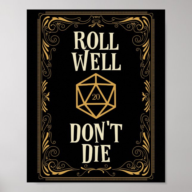 Poster Roll Bem Não Morra Dice D20 - Acerto Crítico (Frente)