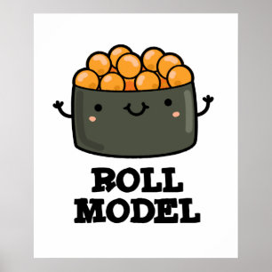 Poster Roll Modelo Funny Comida Sushi Roll Pun