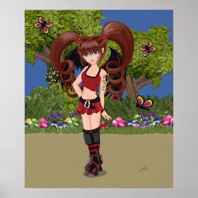 Póster Roller Derby Anime Fairy Skating (Frente)