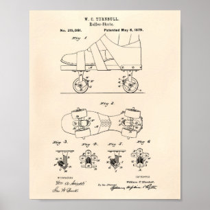 Poster Roller Skate 1879 Patent Art Old Peper