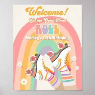 Poster Roller Skate Skating Retro Groovay Aniversário Bem