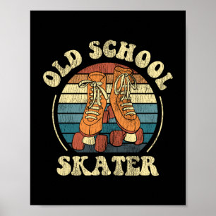 Poster Roller Skating Old School Skater 1970S Retro