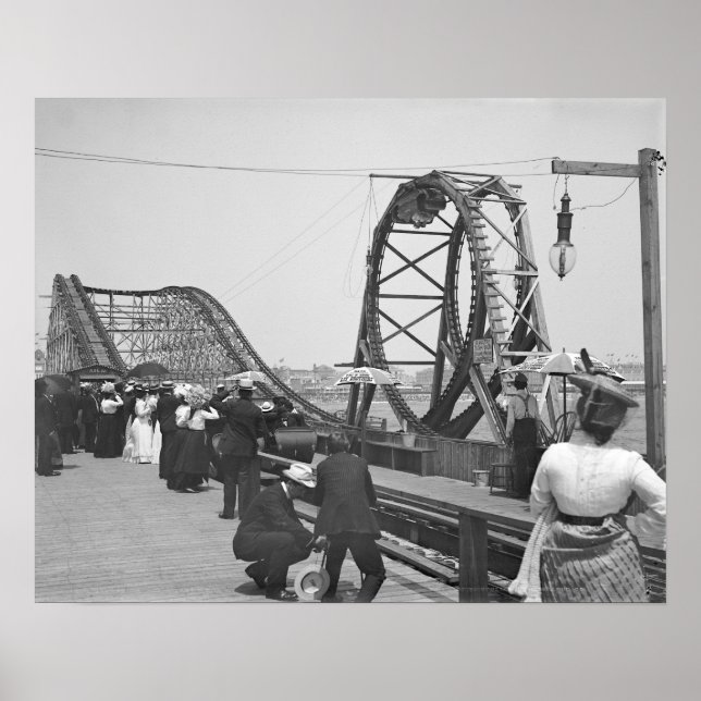 Póster Rollercoaster em Atlantic City, 1901. Vintage (Frente)
