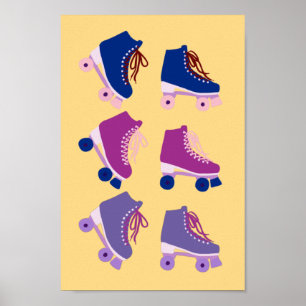 Poster Rollerskates púrpura rosa