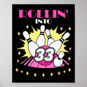 Poster Rollin na Festa de aniversário 33 Boliches. Mulher