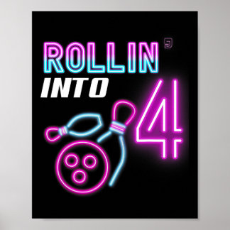 Poster Rollin' Na Festa de Boliche de 4 Festas de anivers