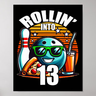 Poster Rollin para 13 13 Boliche Birthda