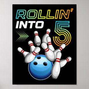 Poster Rollin para 5 5 da Festa de aniversário da Boliche