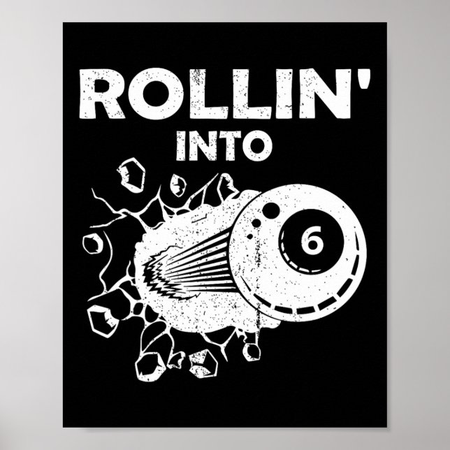 Poster Rollin para 6 Billiards 6 Birthday Flaming Billi (Frente)