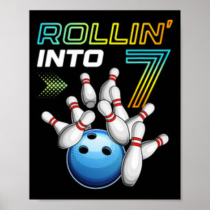 Poster Rollin para 7 7 da Festa de aniversário da Boliche