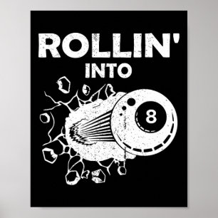 Poster Rollin para 8 Billiards 8 Aniversário Flaming Bill