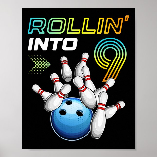 Poster Rollin para 9 Festas de aniversário da Boliche ret (Frente)