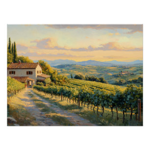 Póster Rolling Vineyard na Toscana