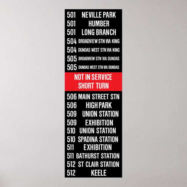 Póster Rollsign Toronto CLRV/ALRV Streetcar (Frente)