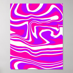 Poster Rolo de fluido branco, roxo e rosa vibrante