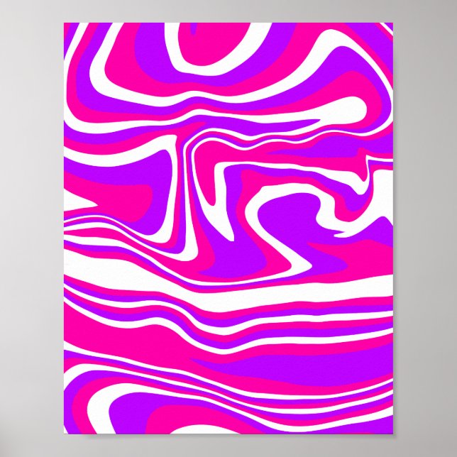 Poster Rolo de fluido branco, roxo e rosa vibrante (Frente)