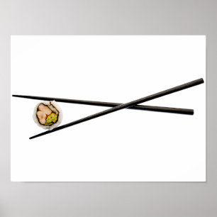 Póster Rolo de sushi & Chopsticks - modelo personalizado