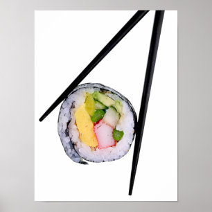 Póster Rolo de sushi & Chopsticks - modelo personalizado