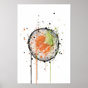 Poster Rolo de Sushi de Salmão Tekkamaki