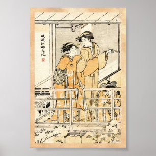Póster Rolo japonês legal das gueixas do ukiyo-e dois do