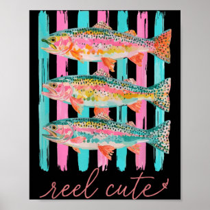 Poster Rolo truta arco-íris colorida fofa preppy verão
