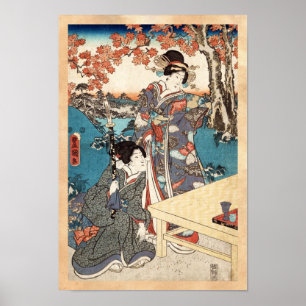 Póster Rolo velho da gueixa japonesa legal do ukiyo-e do