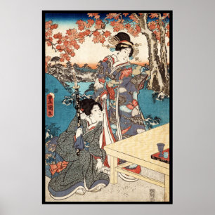 Poster Rolo velho da gueixa japonesa legal do ukiyo-e do