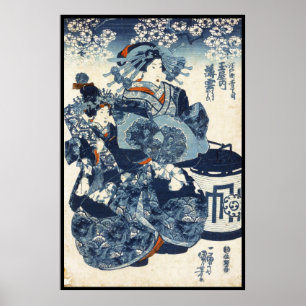 Póster Rolo velho japonês legal da gueixa do ukiyo-e do