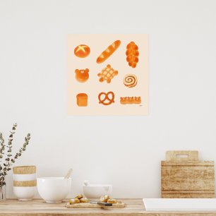 Poster Rolos de pão de grão e de bico, de grão, de grão e