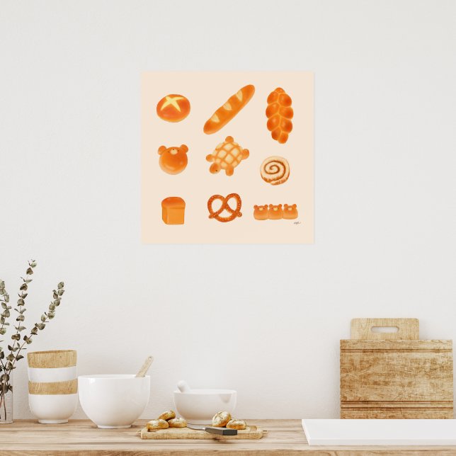 Poster Rolos de pão de grão e de bico, de grão, de grão e (Cozinha)