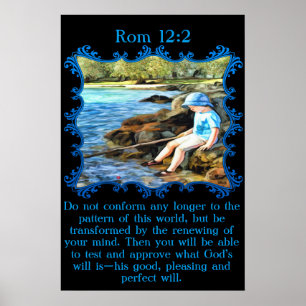 Poster Rom 12:2 Menino pescando no rio.