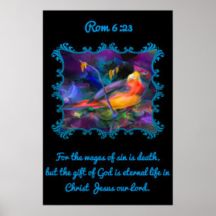 Póster Rom 6:23 Belo arco-íris colorido.