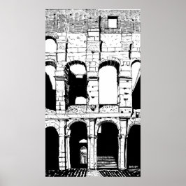 Poster Roma Colosseum Black White Itália Viagem Art Impre