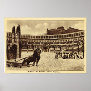Póster Roma Colosseum, cristãos e leões