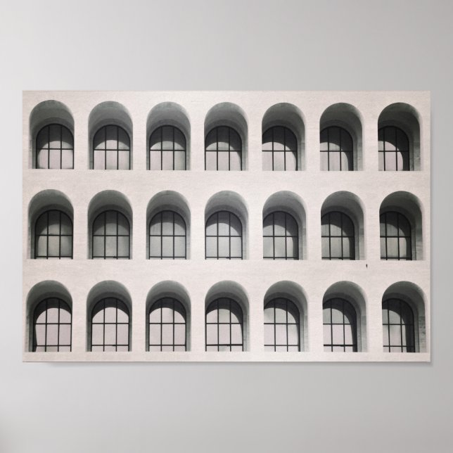 Póster Roma. Foto preta e branca. Arquitetura moderna (Frente)